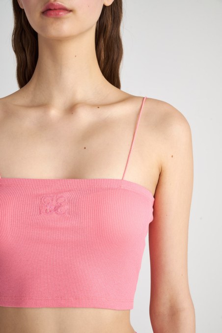 CROPPED RIB STRAPLESS COTTON TOP-23818144-719