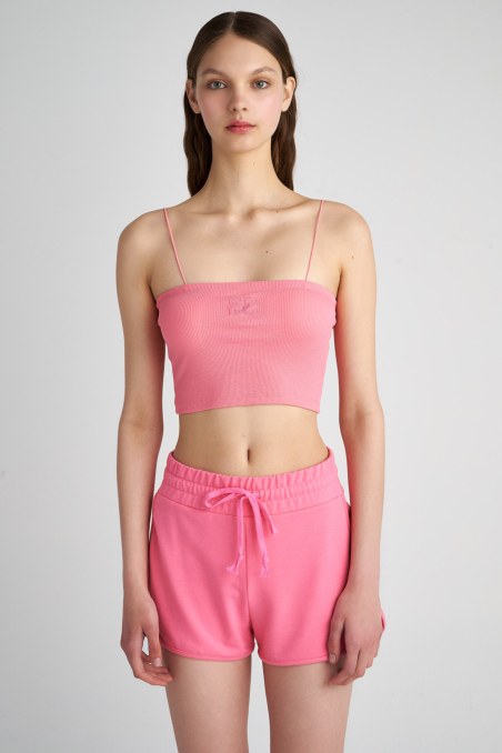CROPPED RIB STRAPLESS COTTON TOP-23818144-719