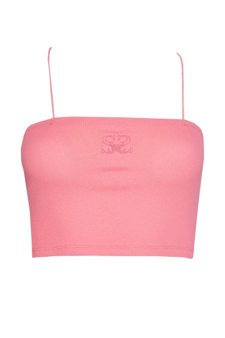 CROPPED RIB STRAPLESS COTTON TOP-23818144-719