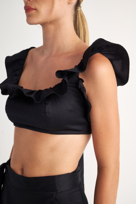 COTTON RUFFLED CROP TOP-23818180-110