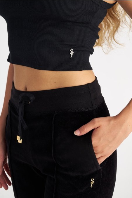 HIGH WAISTED VELOUR PANTS WITH OUTER SEAM-23831008-110