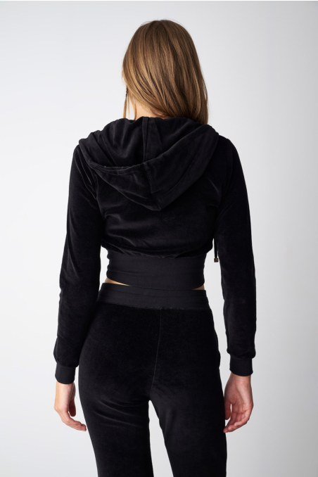 CROPPED HOODED VELOUR JACKET-23833008-110
