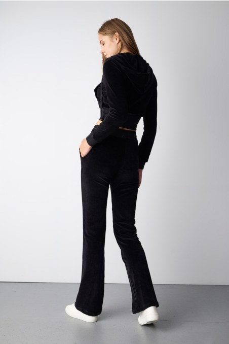 CROPPED HOODED VELOUR JACKET-23833008-110