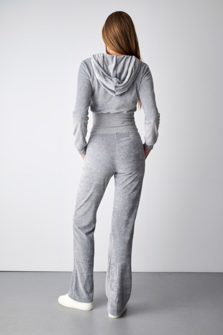 CROPPED HOODED VELOUR JACKET-23833008-211