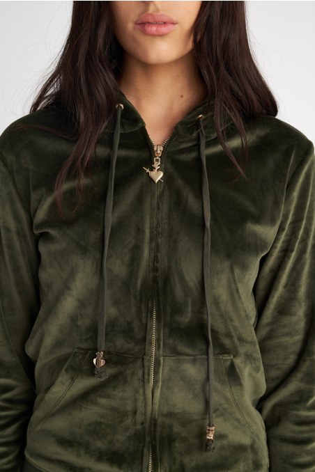 BASIC SUPER SOFT VELOUR HOODED JACKET-23833030-523