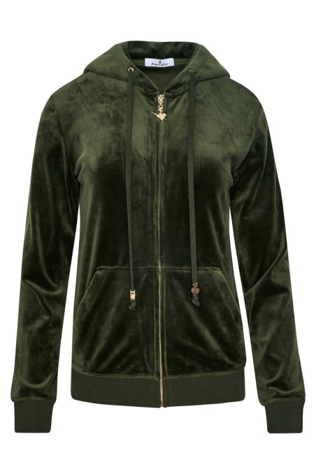 BASIC SUPER SOFT VELOUR HOODED JACKET-23833030-523