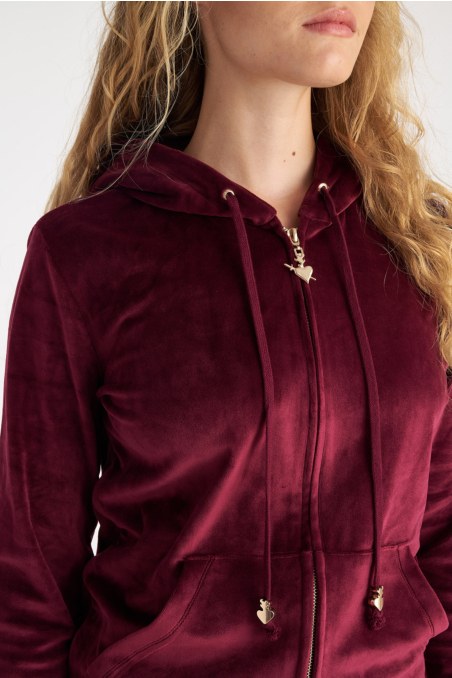 BASIC SUPER SOFT VELOUR HOODED JACKET-23833030-633