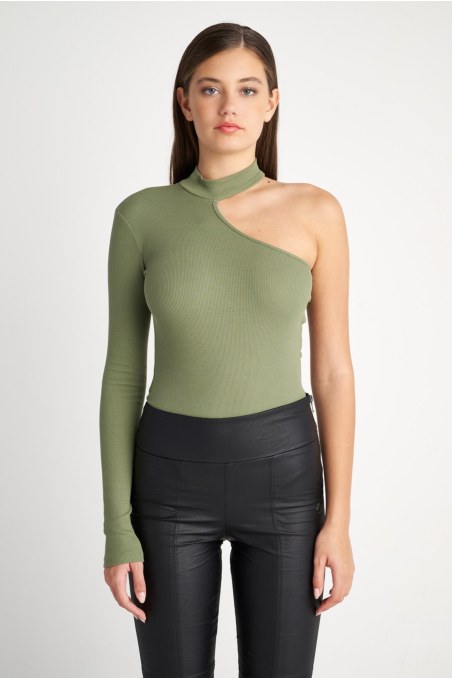RIBBED ONE-SHOULDER BODYSUIT-23866039-915