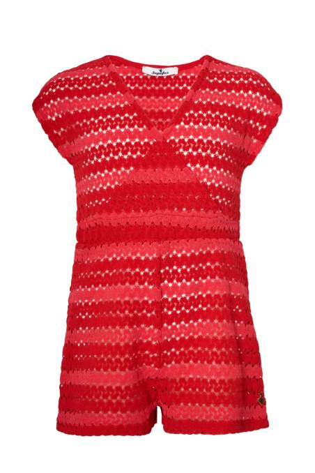 PRINTED SEMI-SHEER CROCHET JUMPSUIT FOR GIRLS-24618090-631