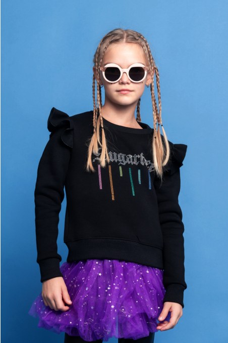 FRILLED LONG-SLEEVED COTTON SWEATSHIRT FOR GIRLS-24632050-110