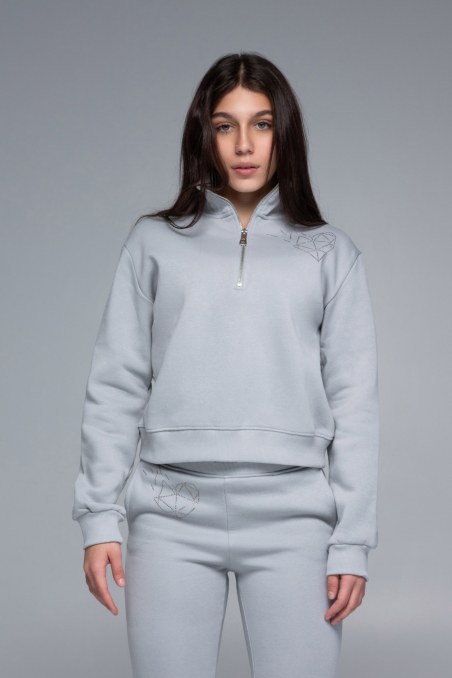 STRASS EMBELLISHED COTTON CROPPED SWEATSHIRT FOR TEENS-24632081-200