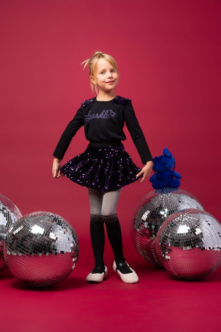 SUPER SOFT VELOUR MINI SKIRT FOR GIRLS WITH SEQUINS-24634028-824