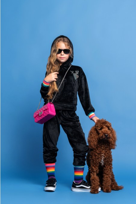 SUPER SOFT VELOUR MONOCHROME TRACKSUIT SET FOR GIRLS-24638010-110