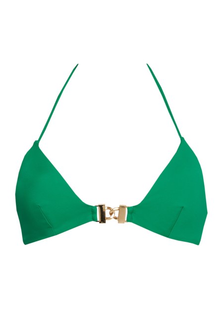 FASHION SOLIDS TRIANGLE SWIMWEAR BIKINI TOP WITH CHAIN DETAIL-24801029-513