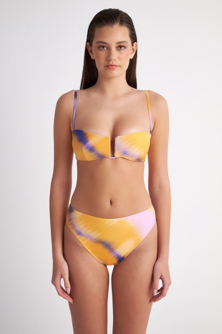 MULTICOLOR PRINTED STRAPLESS PUSH-UP SWIMWEAR BIKINI TOP-24801180-999