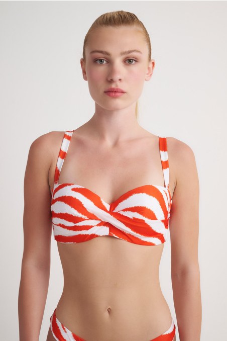 ZEBRA PRINTED TWIST SWIMWEAR BIKINI TOP IN CUP D-24801201D-622