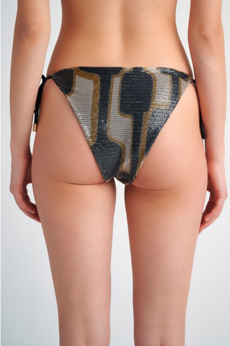 TIE-SIDE SWIMWEAR BRAZILIAN BIKINI SLIP WITH SEQUINS-24802110-110