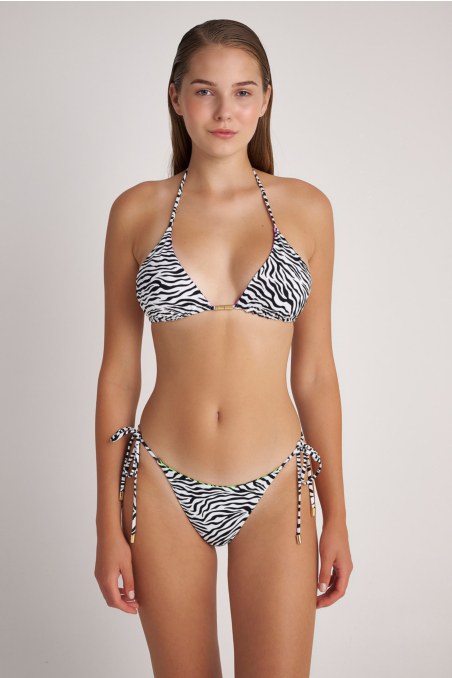 TIE-SIDE ΖΕΒΡΑ PRINTED SWIMWEAR DOUBLE FACE BIKINI SLIP-24802370-999
