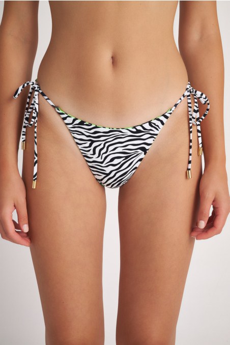 TIE-SIDE ΖΕΒΡΑ PRINTED SWIMWEAR DOUBLE FACE BIKINI SLIP-24802370-999