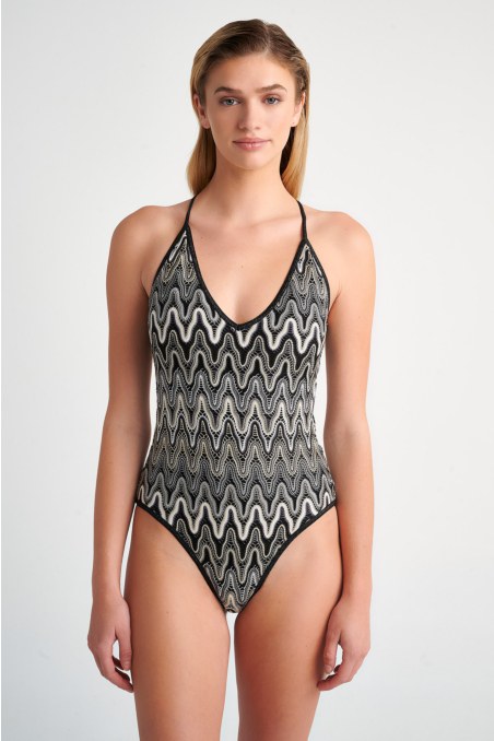 'V' PLUNGED CROCHET ONEPIECE SWIMSUIT-24804101-110