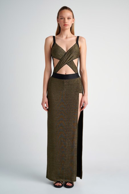 HIGH WAISTED MAXI SKIRT/PAREO WITH SLIT-24805340-110