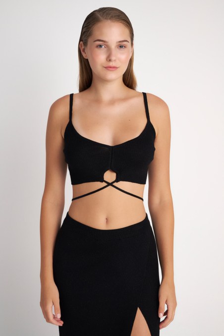 KNITTED CROP TOP WITH THIN STRAPS-24806311-110
