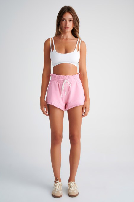 CONTRASTING STITCH COTTON SHORTS-24810125-712