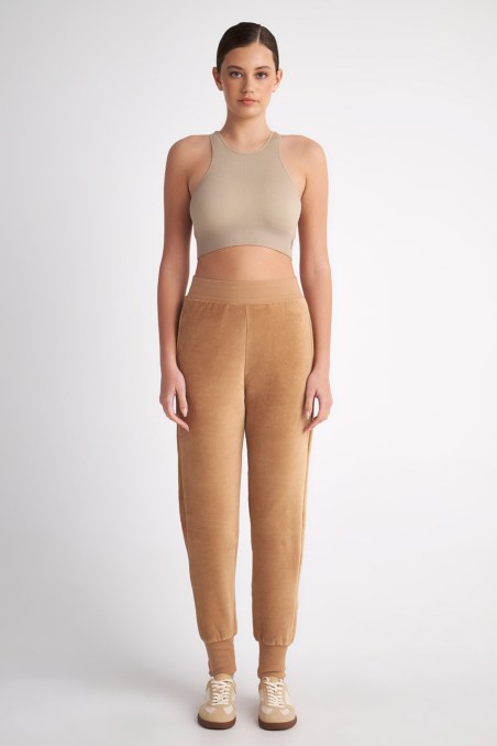 VELOUR CUFFED PANTS WITH WIDE RUBBER-24811038-311