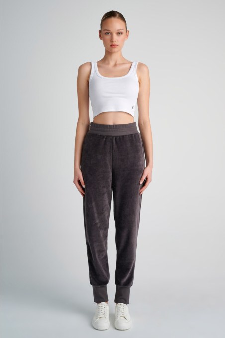 VELOUR CUFFED PANTS WITH WIDE RUBBER-24811038-920