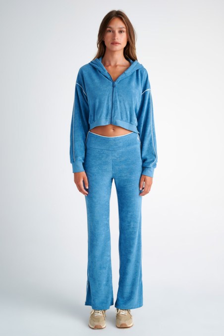 HIGH-WAISTED TERRY PANTS WITH SLIT HEMS-24811086-423