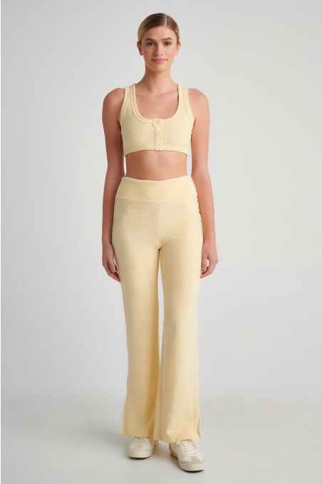 HIGH-WAISTED TERRY PANTS WITH SLIT HEMS-24811086-948