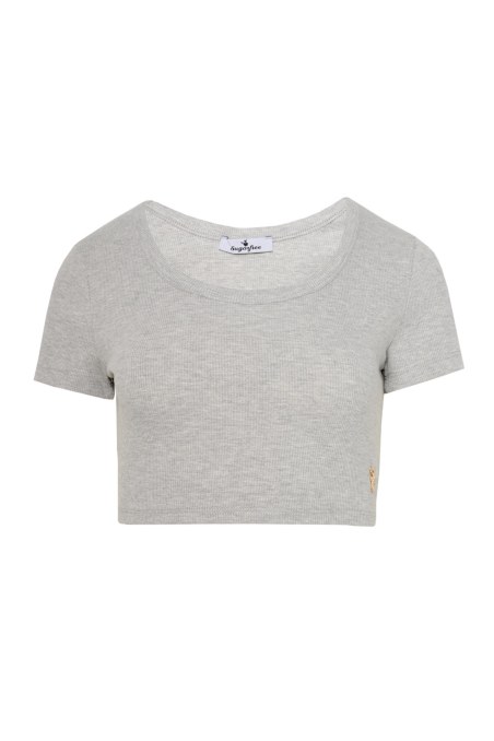 COTTON CROPPED SHORT SLEEVE RIBBED TOP-24812005-210