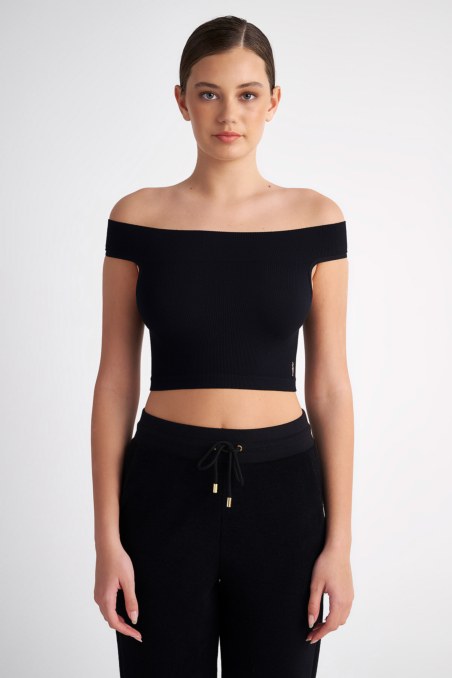 OFF-THE-SHOULDER CROPPED RIB TOP IN SLIM FIT-24812015-110