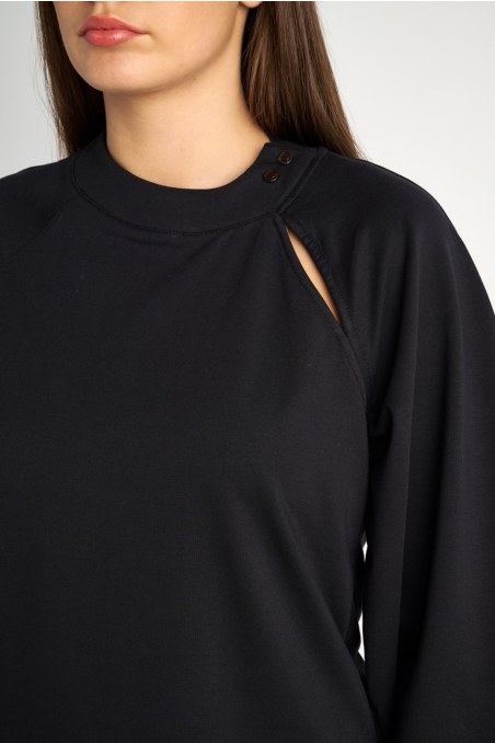 COTTON SWEATSHIRT WITH CUTOUT AT ONE SHOULDER-24812016-110