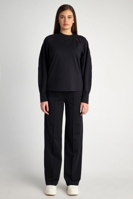 COTTON SWEATSHIRT WITH CUTOUT AT ONE SHOULDER-24812016-110