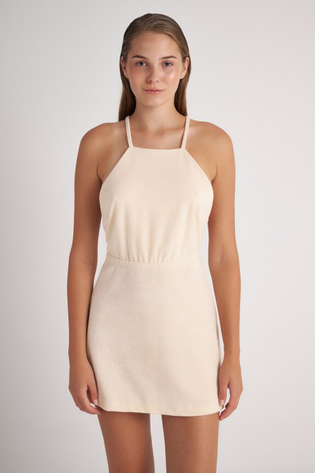 TERRY ΜΙΝΙ DRESS WITH STRAPPY CROSSED BACK-24814088-108