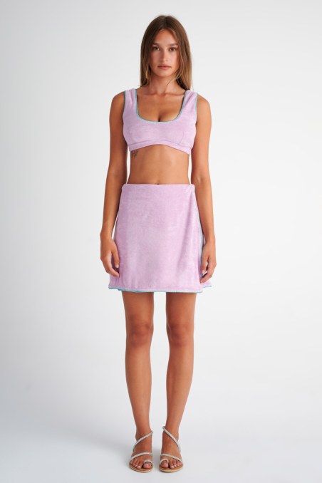 MONOCHROME WRAP TERRY SKIRT-24814098-703