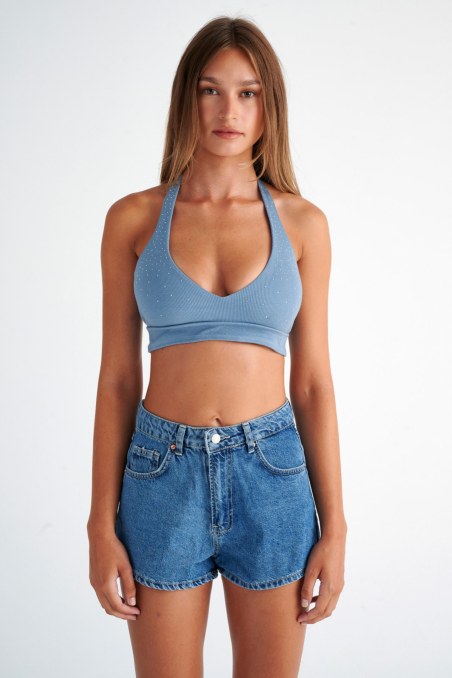 STRASS EMBELLISHED RIBBED HALTERNECK CROP TOP-24818078-450