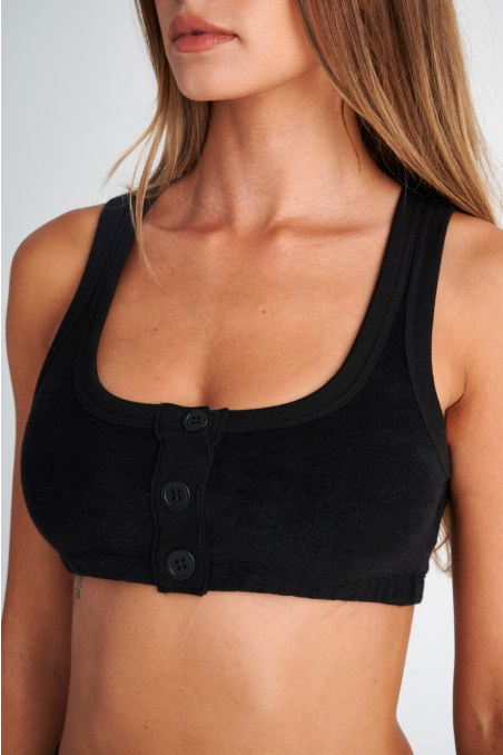 BUTTONED TERRY CROP TOP-24818095-110