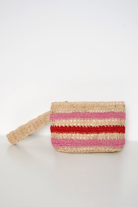 STRIPED STRAW POUCH/COSMETIC CASE-24819043-712