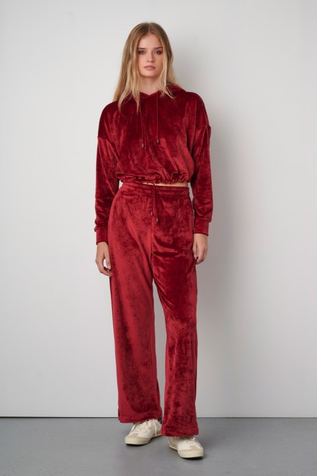 FLARED HIGH WAISTED SUPER SOFT VELOUR PANTS-24831085-634