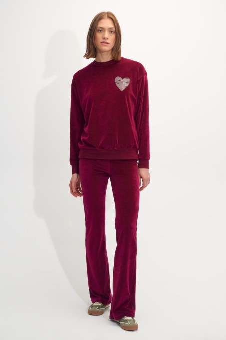 FLARED LOW WAISTED VELOUR PANTS-24831280-704