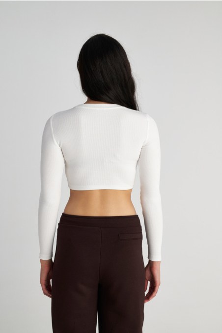 LONG SLEEVED BASIC RIBBED COTTON CROPPED TOP-24832041-102