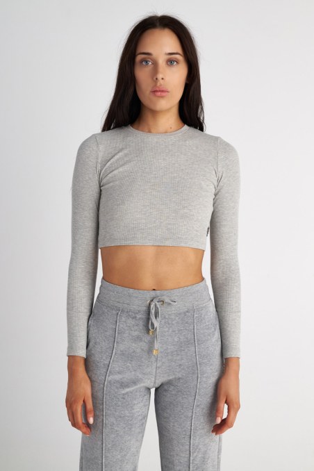 LONG SLEEVED BASIC RIBBED COTTON CROPPED TOP-24832041-210