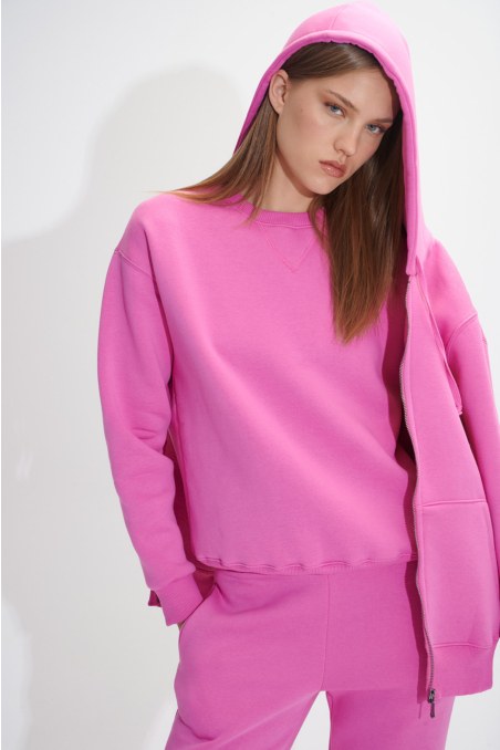 BASIC COTTON OVERSIZED SWEATSHIRT WITH INNER SOFT FLEECE FABRIC-24832120-713