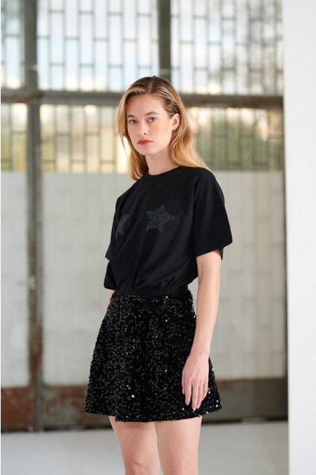 STRASS EMBELLISHED T-SHIRT WITH STARS PRINT-24832255-110