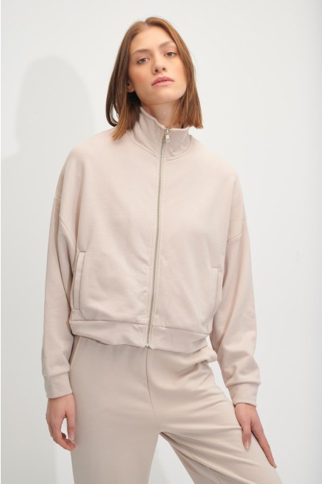 COLLAR ZIPPED MODAL JACKET-24833021-105