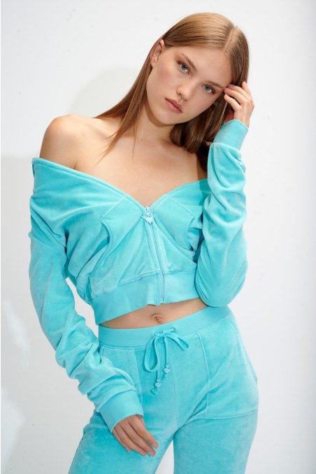 MONOCHROME HOODED VELOUR JACKET-24833170-309