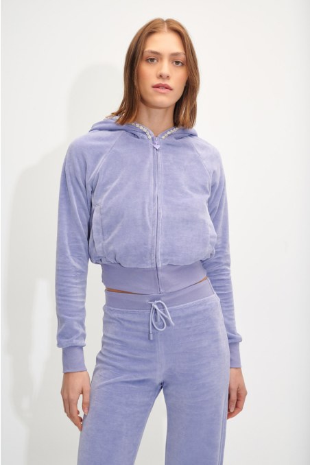 VELOUR JACKET WITH STRASS EMBELLISHMENT ON THE HOOD-24833180-800