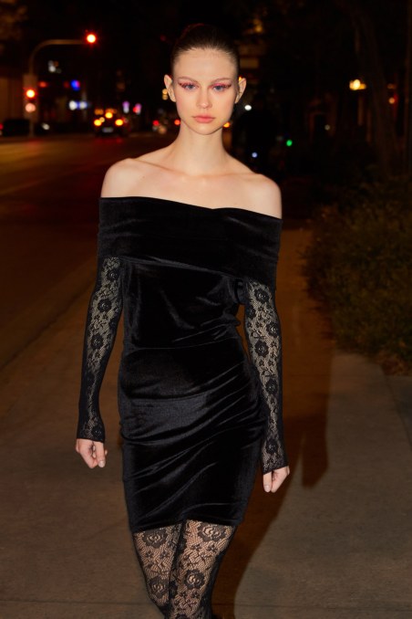 OFF-THE-SHOULDER VELOUR MINI DRESS-24834279-110